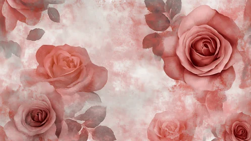 Rose Composition with Textured Floral Background