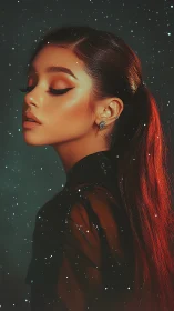 Cinematic side-profile portrait with luminous bokeh field.