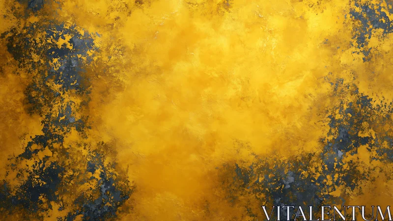 Yellow textured abstract field surrounds dark blue patches