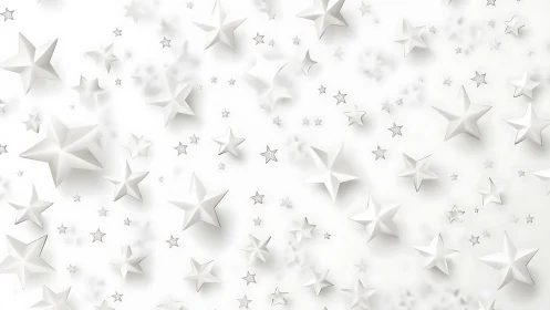 White 3D stars scatter across soft luminous background.
