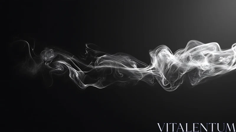 Abstract white smoke wave on dark minimalist background.