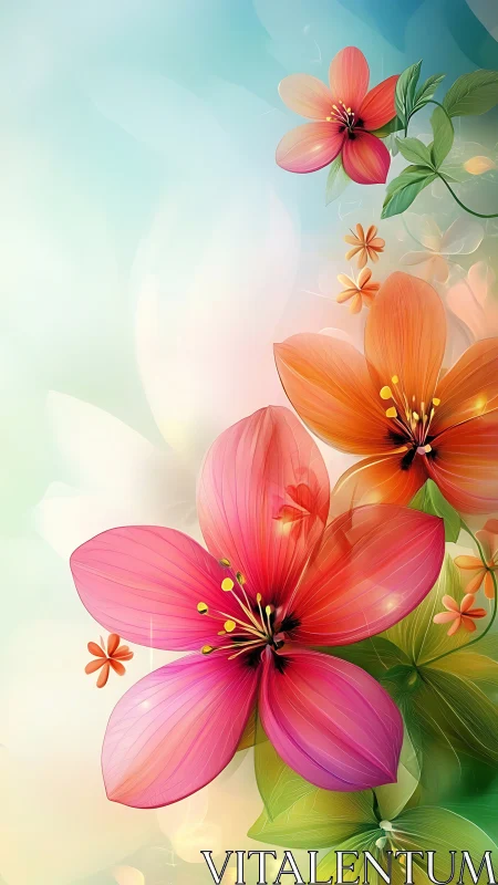 Blooming Garden: Vibrant Floral Digital Composition