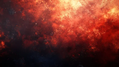 Stellar nebula field with luminous red dust gradients.