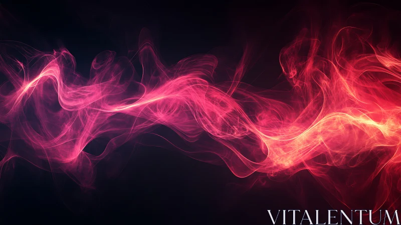 Red and pink light trails on dark abstract digital field.