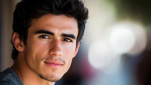 Young man portrait with soft bokeh background focus.