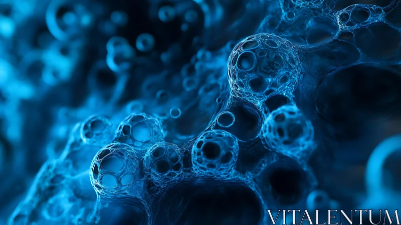 Bubbling blue nebula quietly assembles a liquid cosmos