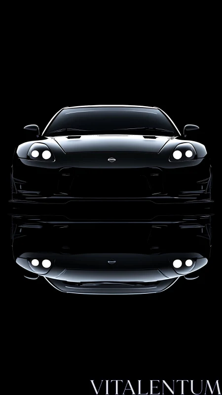 Midnight sports car silhouette with mirrored reflection glow.