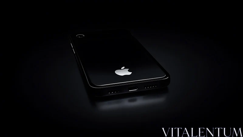 Black iPhone with Illuminated Apple Logo on Dark Surface