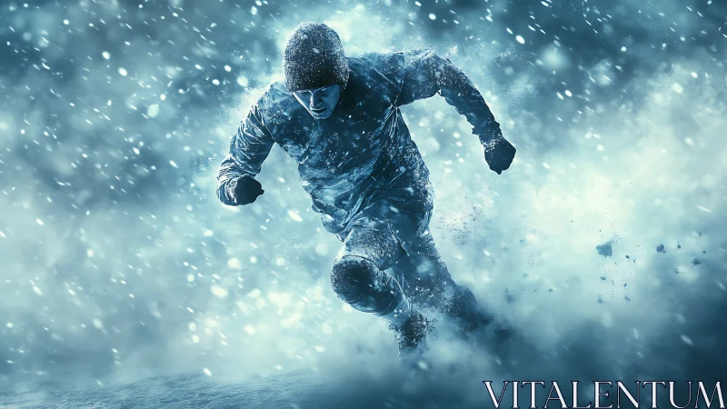 Runner pushing through a wild winter snowstorm’s fury today.