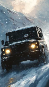 Headlights roar through a blizzard-bitten mountain pass.