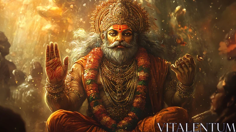 Radiant sage in golden light offering quiet blessings.