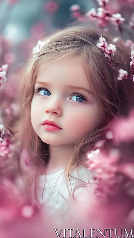 Soft-focus portrait of young subject with delicate floral elements in warm color palette