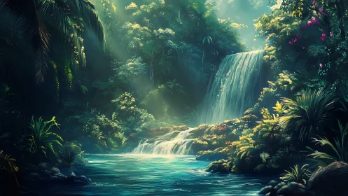 Secret emerald falls where sunlight whispers to water.