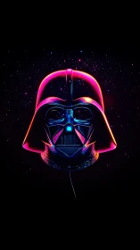 Neon-outlined sci‑fi helmet rendered with retrofuturistic glow gradients