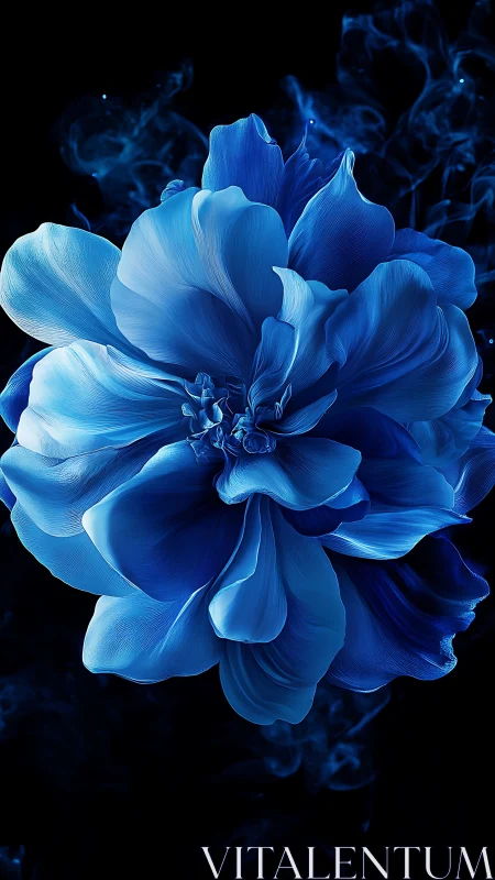 Velvety blue blossom drifting like moonlight in the dark.