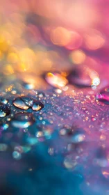 Prismatic raindrop constellations over neon twilight ground.