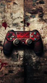 Scarred gamepad broods quietly on a battleworn wooden altar