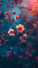 Sunset Blooms Dance Against Deep Teal Twilight