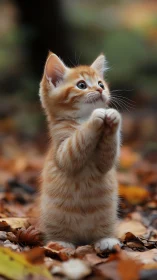 Orange Tabby Kitten Gazes Heavenward with Wonder.
