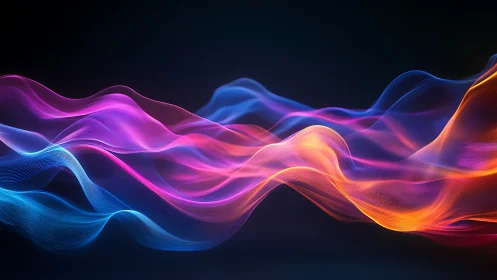 Luminous multicolor data waves flow across a dark digital field