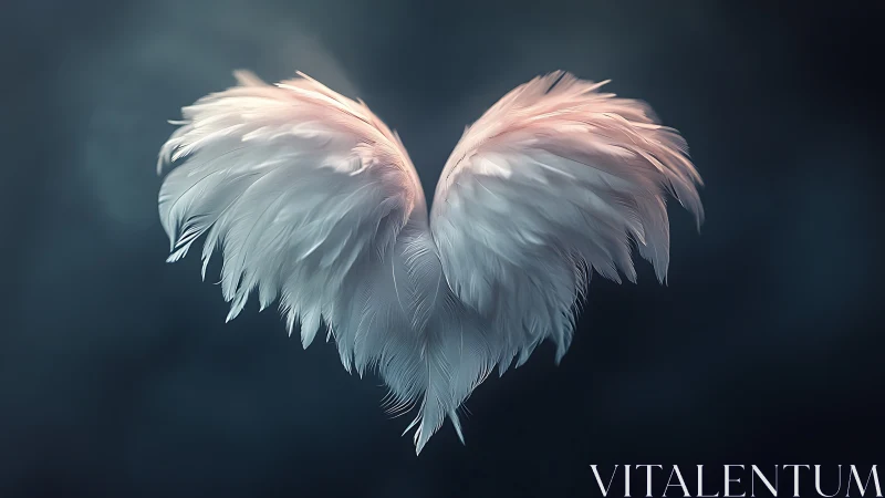 Soft angel wings gently curve into a glowing heart shape