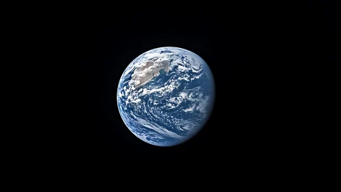 Lonely blue Earth drifts like a marble in cosmic midnight.