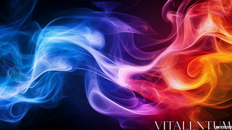 Chromatic energy streams curve across dark negative space