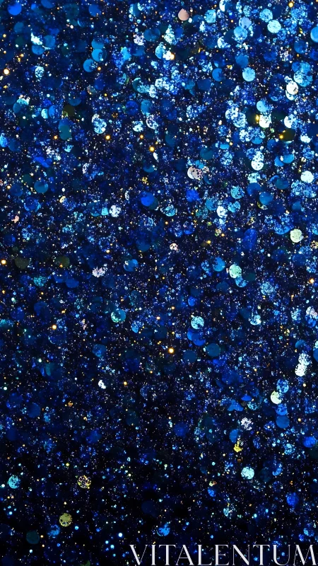 Deep blue glitter bokeh shimmers like a cosmic night sky