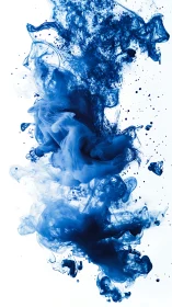High-key macro abstraction of cascading blue ink plumes.