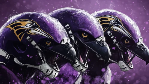 Triple raven helmets merge avian ferocity and gridiron power.