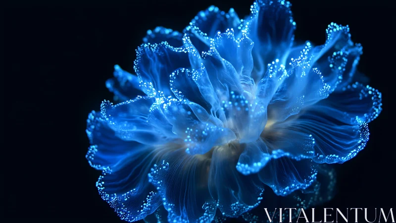 Luminous tide-blossom unfurling in deep neon silence.