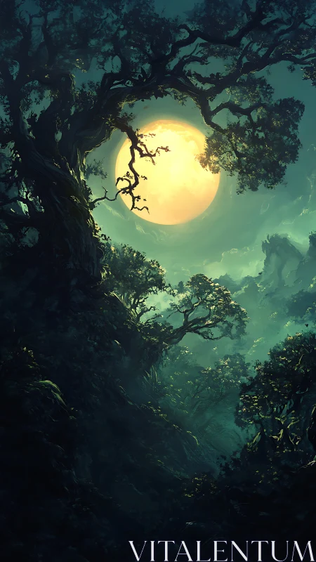Ethereal Forest Moonrise: Luminescent Canopy Architecture