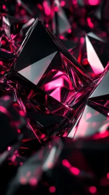 Luminous pink crystals glowing in a dreamy dark night.