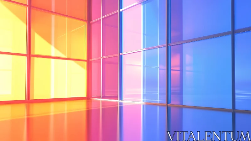 Chromatic glass interior with prismatic gradient wall planes.