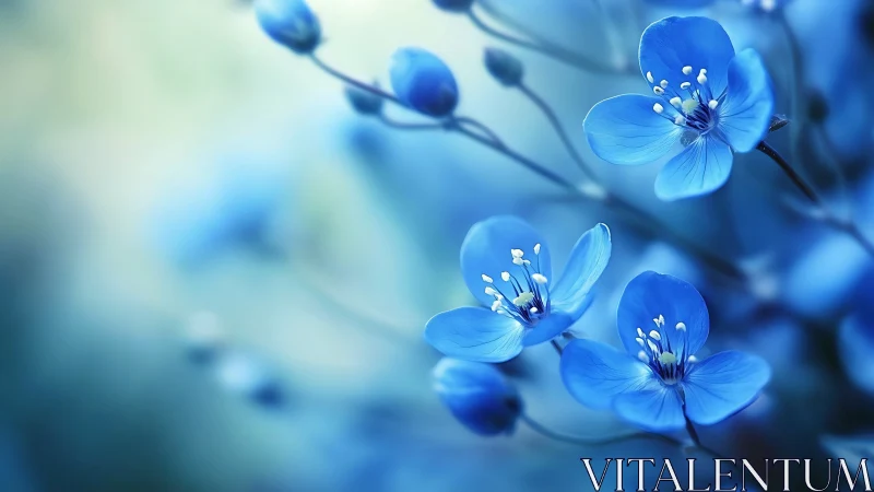 Delicate Blue Flowers Dance in Dreamy Light