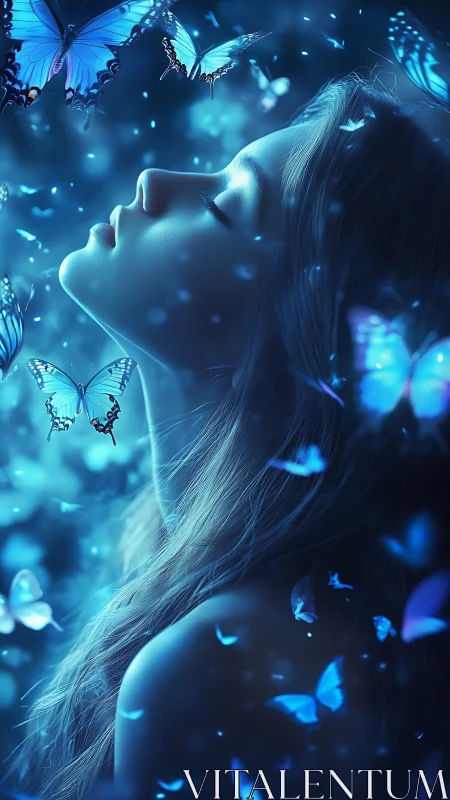 Bioluminescent lepidopteran drift around luminous profile.