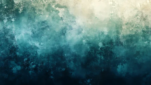 Abstract blue and teal textured wall art in watercolor style.