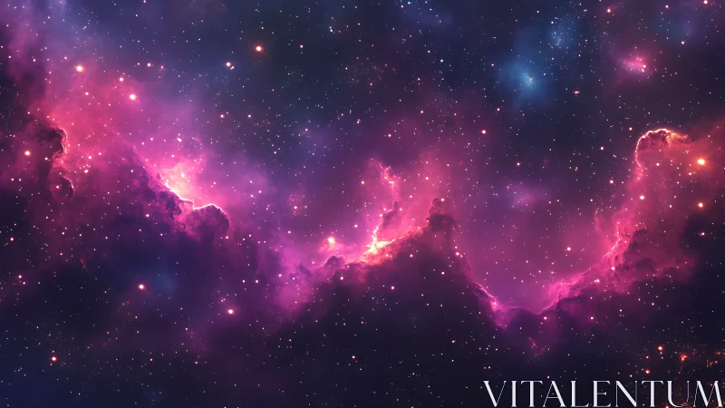 Nebular ionization front arcs through magenta interstellar dust field