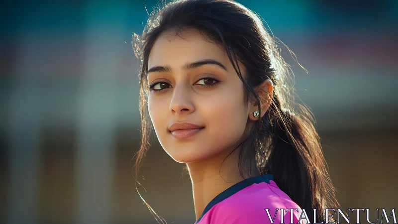 Portrait of a Young Woman Outdoors in Soft Natural Light.