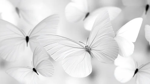 Gentle white butterflies drifting through a quiet soft dream.
