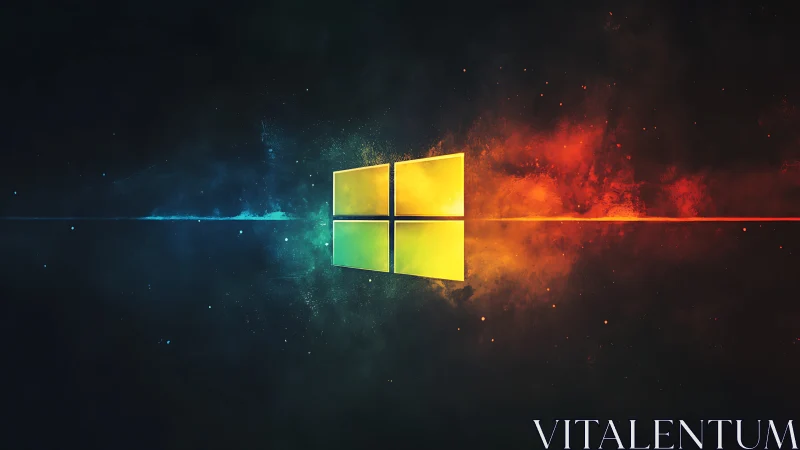 Windows logo with abstract nebula background in space.