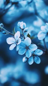 Delicate Blue Blossoms Dancing in Soft Focus
