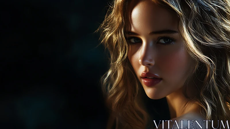 Golden curls steal the spotlight in moody cinematic closeup