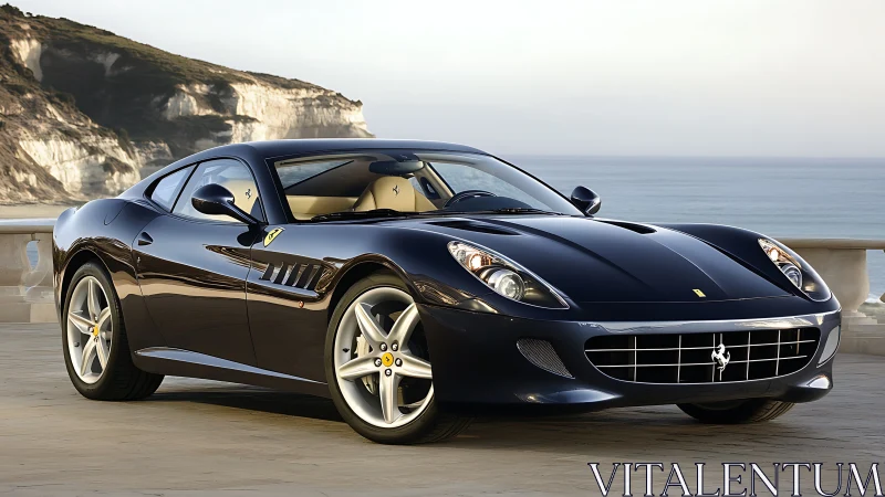 Sunlit grand tourer pauses by the sea for a calm escape