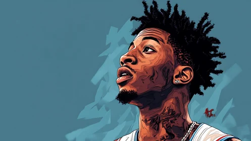 Stylized side-profile digital portrait of a young male subject