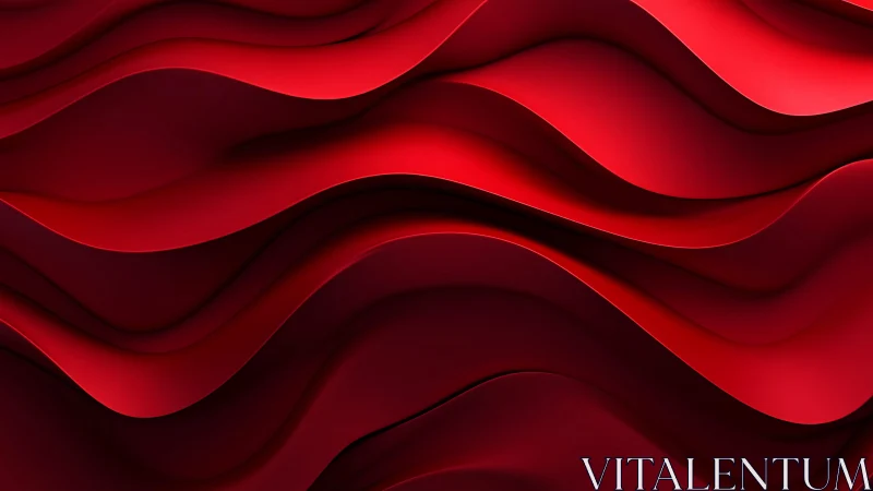 Vibrant Red Abstract Waves in Modern 3D Digital Art Style.