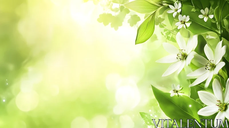 Spring's Gentle Wake: White Flowers in Sunlight.