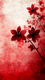 Crimson Blooms Dance: Five-Petaled Flowers in Gradient Red Reverie