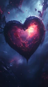 Glowing Heart in the Clouds. A Luminous Spirit.