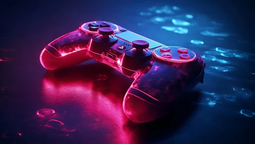 Neon-Soaked Gaming Controller Pulses with Electric Magenta Energy.